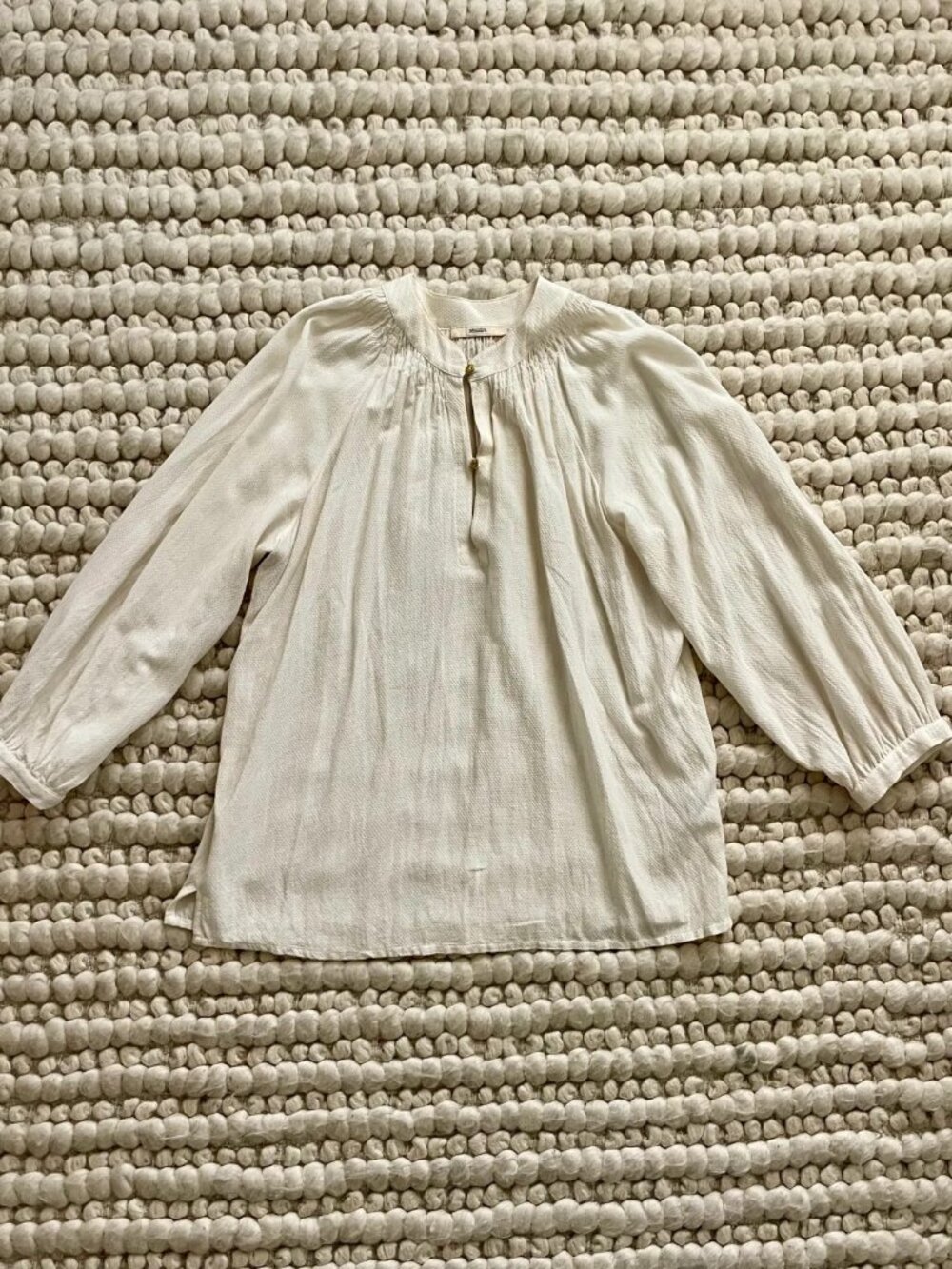 SESSUN French Bohemian White Cream Ivory Peasant Blouse Size EU 36 Small